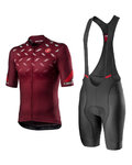 CASTELLI Cycling short sleeve jersey and shorts - AVANTI - bordeaux/black