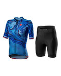 CASTELLI Cycling short sleeve jersey and shorts - CLIMBER'S 2.0 - blue/black