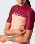 CASTELLI Cycling short sleeve jersey - VELOCISSIMA LADY - bordeaux/pink