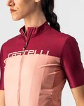 CASTELLI Cycling short sleeve jersey - VELOCISSIMA LADY - bordeaux/pink
