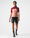 CASTELLI Cycling short sleeve jersey - VELOCISSIMA LADY - bordeaux/pink