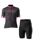 CASTELLI Cycling short sleeve jersey and shorts - GRADIENT LADY - black/pink