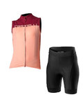 CASTELLI Cycling short sleeve jersey and shorts - VELOCISSIMA LADY - pink/bordeaux/black