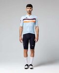 GOBIK Cycling short sleeve jersey - STARK - light blue/bordeaux/orange
