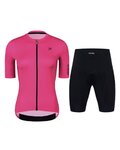 HOLOKOLO Cycling short sleeve jersey and shorts - VICTORIOUS LADY - black/pink