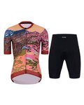 HOLOKOLO Cycling short sleeve jersey and shorts - FREE ELITE LADY - multicolour/orange/black