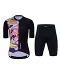HOLOKOLO Cycling short sleeve jersey and shorts - ESCAPE ELITE LADY - multicolour/black