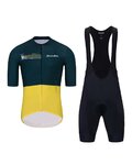 HOLOKOLO Cycling short sleeve jersey and shorts - VIBES - green/black/yellow