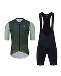 HOLOKOLO Cycling short sleeve jersey and shorts - INFINITY - green/black
