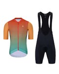 HOLOKOLO Cycling short sleeve jersey and shorts - INFINITY - orange/red/green/black