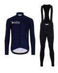 HOLOKOLO Cycling long sleeve jersey and bibtights - VIBES WINTER - blue/black