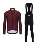 HOLOKOLO Cycling long sleeve jersey and bibtights - STARLIGHT WINTER - bordeaux/black