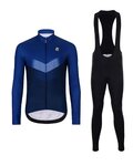 HOLOKOLO Cycling long sleeve jersey and bibtights - ARROW WINTER - black/blue