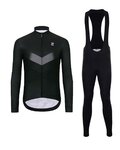 HOLOKOLO Cycling long sleeve jersey and bibtights - ARROW WINTER - black/grey