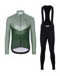 HOLOKOLO Cycling long sleeve jersey and bibtights - ARROW WINTER - black/green