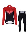 HOLOKOLO Cycling long sleeve jersey and bibtights - ARROW LADY WINTER - red/black