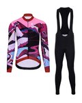 HOLOKOLO Cycling long sleeve jersey and bibtights - SUNSET LADY WINTER - black/multicolour