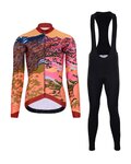 HOLOKOLO Cycling long sleeve jersey and bibtights - FREE LADY WINTER - black/multicolour