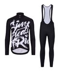 HOLOKOLO Cycling long sleeve jersey and bibtights - STREETBEAT WINTER - white/black