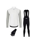 HOLOKOLO Cycling long sleeve jersey and bibtights - PERFORMANCE WINTER - beige/black
