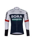 BONAVELO Cycling long sleeve jersey and bibtights - BORA 2025 WINTER - black/white/blue