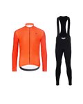 HOLOKOLO Cycling long sleeve jersey and bibtights - PERFORMANCE WINTER - orange/black
