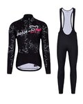 HOLOKOLO Cycling winter set with jacket - GRAFFITI LADY - black/white