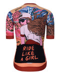 RIVANELLE Cycling short sleeve jersey and shorts - FREE ELITE LADY - multicolour/black/orange