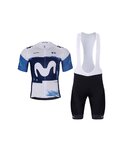 BONAVELO Cycling short sleeve jersey and shorts - MOVISTAR 2025 - white/blue/black