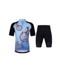 HOLOKOLO Cycling short sleeve jersey and shorts - RIDERS KIDS - black/blue/multicolour