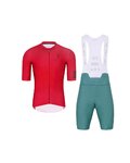 HOLOKOLO Cycling short sleeve jersey and shorts - VICTORIOUS - green/red