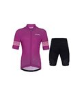 HOLOKOLO Cycling short sleeve jersey and shorts - FLOW JUNIOR - purple/black