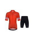 HOLOKOLO Cycling short sleeve jersey and shorts - FLOW JUNIOR - black/red