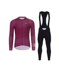 HOLOKOLO Cycling long sleeve jersey and bibtights - VICTORIOUS GOLD - bordeaux/black