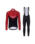HOLOKOLO Cycling long sleeve jersey and bibtights - ARROW WINTER - red/black