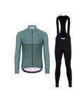 HOLOKOLO Cycling winter set with jacket - STRIPES WINTER - green/black