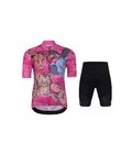 HOLOKOLO Cycling short sleeve jersey and shorts - SAFARI - black/pink/multicolour