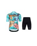 HOLOKOLO Cycling short sleeve jersey and shorts - SAFARI - multicolour/turquoise/black