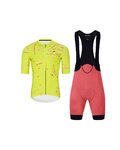 HOLOKOLO Cycling short sleeve jersey and shorts - PASSION - yellow/pink