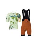 HOLOKOLO Cycling short sleeve jersey and shorts - DRAGON - orange/brown/light green