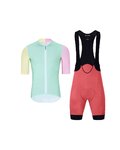 HOLOKOLO Cycling short sleeve jersey and shorts - PERFORMANCE - pink/light green