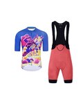 HOLOKOLO Cycling short sleeve jersey and shorts - VOYAGE - pink/blue/multicolour
