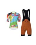 HOLOKOLO Cycling short sleeve jersey and shorts - DEER - green/multicolour/brown