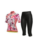 ALÉ Cycling short sleeve jersey and shorts - PR-S GARDEN LADY - pink/black