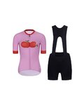RIVANELLE Cycling short sleeve jersey and shorts - FRUIT LADY  - pink/red/black