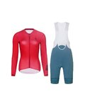 RIVANELLE Cycling long sleeve jersey and bibtights - VICTORIOUS ELITE - green/red