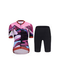 RIVANELLE Cycling short sleeve jersey and shorts - SUNSET ELITE LADY - pink/multicolour/black