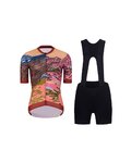 RIVANELLE Cycling short sleeve jersey and shorts - FREE ELITE LADY LIMI - orange/black/multicolour
