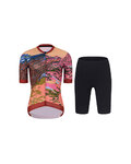RIVANELLE Cycling short sleeve jersey and shorts - FREE ELITE LADY - multicolour/black/orange