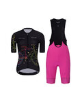 RIVANELLE Cycling short sleeve jersey and shorts - MAAPPI DARK LADY - black/pink